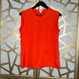 JCREW Orange Red Sleeveless Hidden Button Detail Blouse‎